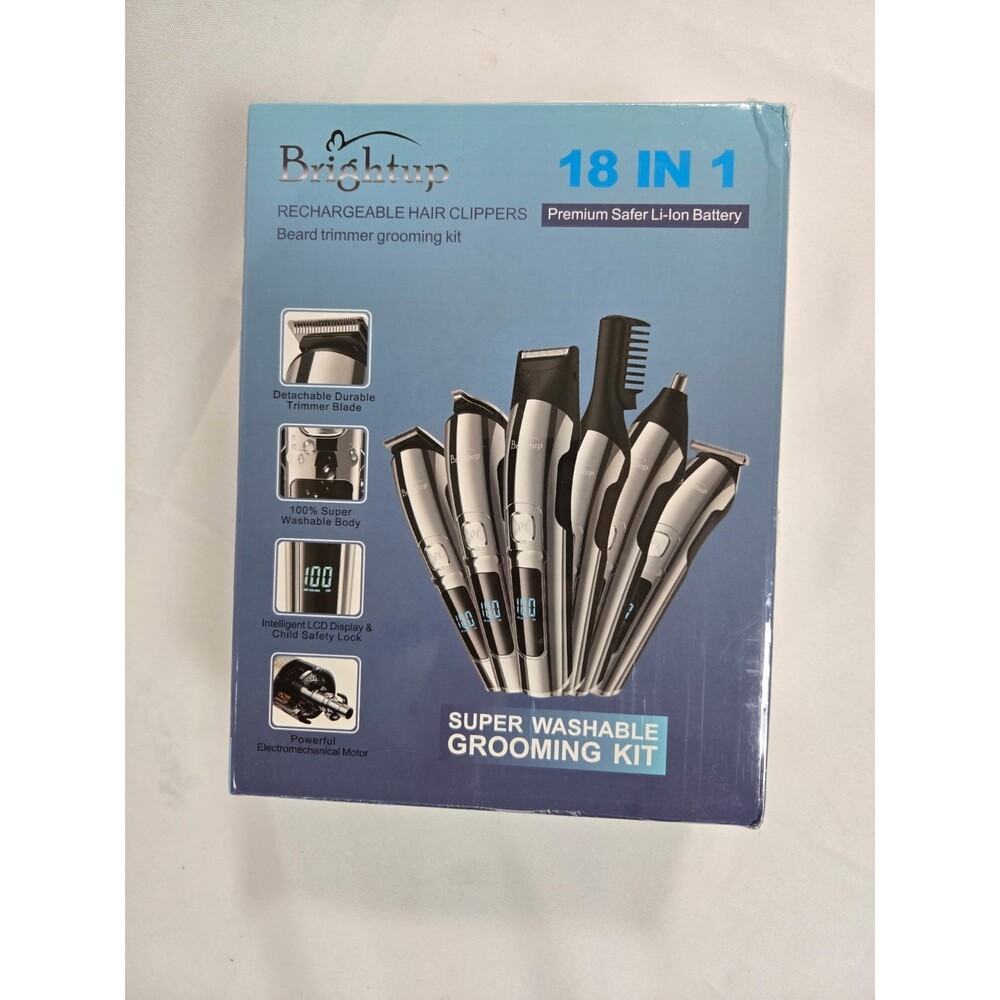 New Brightup Men's Rechargeable Hair Clippers 18-1 Super Beard Grooming Kit
